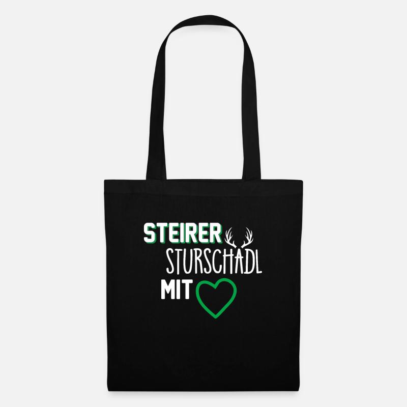 Steiermark Spruch Steirer Mit Herz - Stoffbeutel - Schwarz