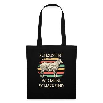 Zuhause Ist Wo Meine Schafe Sind Schafhirte Bauer - Stoffbeutel - Schwarz - Vorne