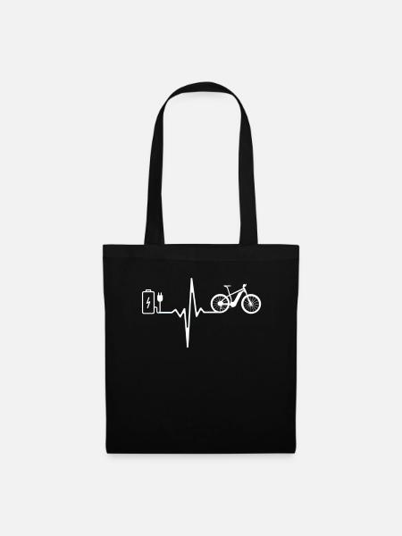 E Bike Herzschlag Elektrorad Mountainbike E-Bike - Stoffbeutel - Schwarz