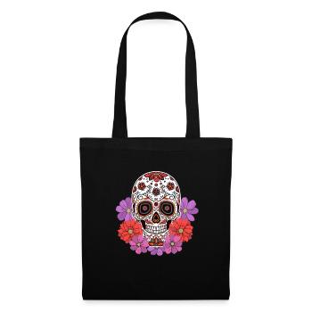 Dia De Los Muertos Totenkopf Mexiko Geschenk - Stoffbeutel - Schwarz - Vorne