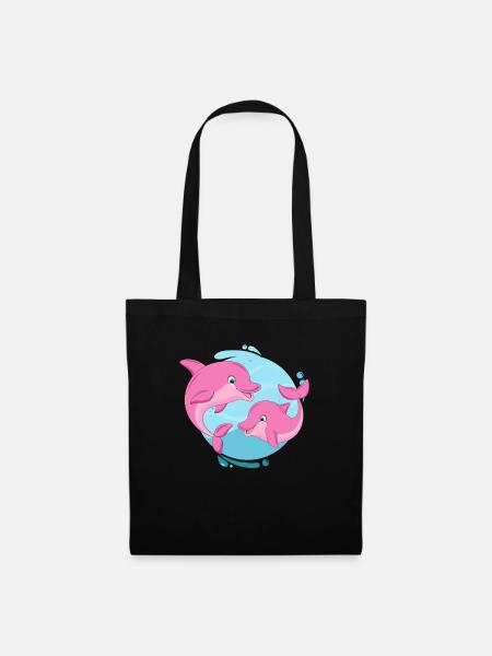 Delfin Meer Delphin Meer Delfine Geschenk - Stoffbeutel - Schwarz