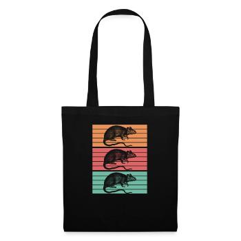 Retro Ratten Ratte Hausratte - Stoffbeutel - Schwarz - Vorne