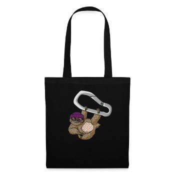 Klettern Bouldern Karabiner Faultier Lustig - Stoffbeutel - Schwarz - Vorne