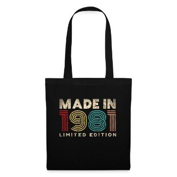 Fabriqué en vintage 1981 cadeau d’anniversaire 41 ans - Sac en tissu - noir - Devant