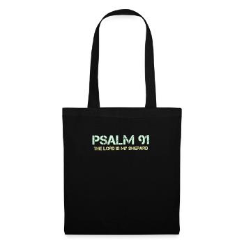 Christliche Sprüche Der Herr ist mein Hirte Psalm - Stoffbeutel - Schwarz - Vorne