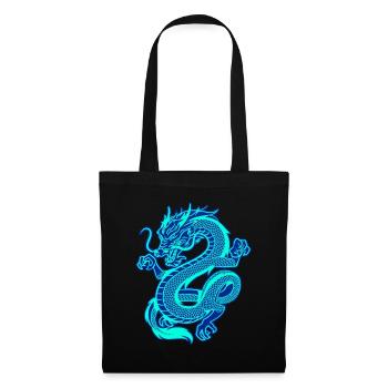Elektrischer, blauer orientalischer Drache - Stoffbeutel - Schwarz - Vorne