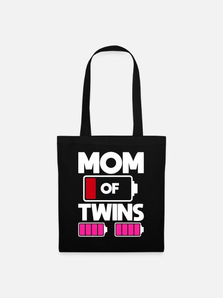 Mom of Twins Funny Mom Life - Stoffbeutel - Schwarz