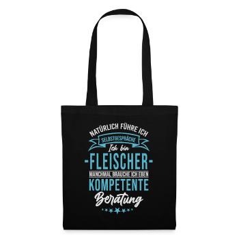 Lustiger Spruch Metzger Fleischer - Stoffbeutel - Schwarz - Vorne