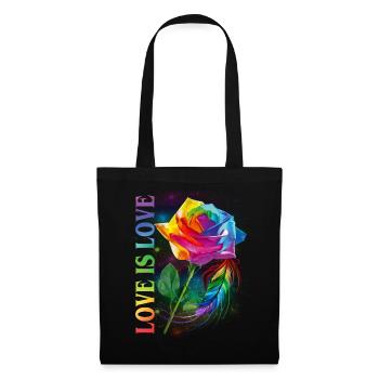 Love Is Love Rainbow Rose LGBT Awareness - Stoffbeutel - Schwarz - Vorne