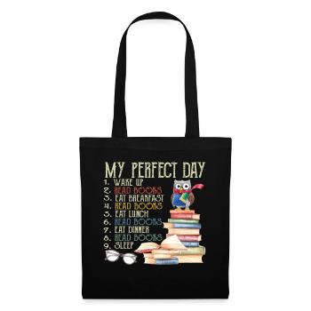 My Perfect Day Read Books Nerdy Owl Bird - Tote Bag - black - Front