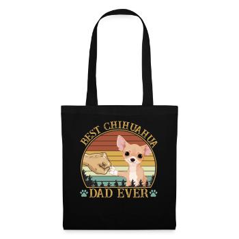 Best Chihuahua Dad Ever Vintage Retro Sunset - Stoffbeutel - Schwarz - Vorne