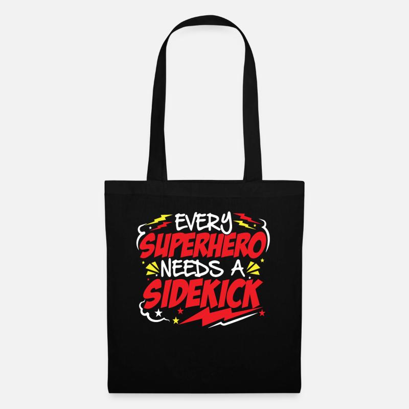 Superhero Dad and Sidekicks Matching - Tote Bag - black