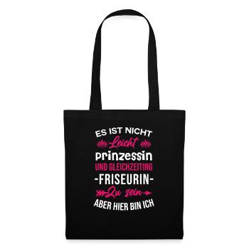 Nicht Leicht Gleichzeitig Prinzessin Friseurin - Stoffbeutel - Schwarz - Vorne