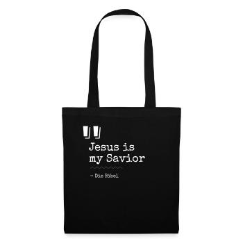 Christliche Sprüche Jesus is my Savior - Stoffbeutel - Schwarz - Vorne