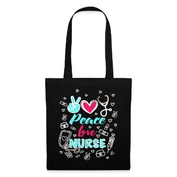 Peace Love Nurse Funny RN Nurse Practitioner - Stoffbeutel - Schwarz - Vorne