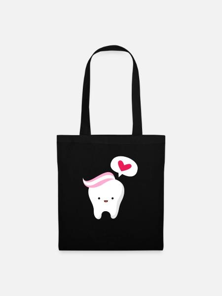 Zahnarzt Zahn Zahnärztin Dentist Zähne Geschenk - Stoffbeutel - Schwarz