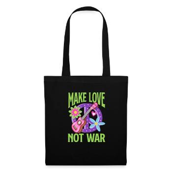 Hippie Peace 60er 70er Flower Power Geschenk - Stoffbeutel - Schwarz - Vorne