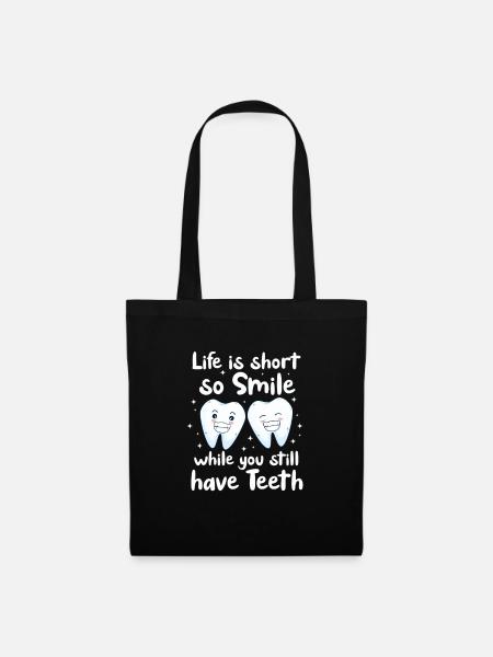 Zahnarzt Zahn Zahnärztin Dentist Zähne Geschenk - Stoffbeutel - Schwarz