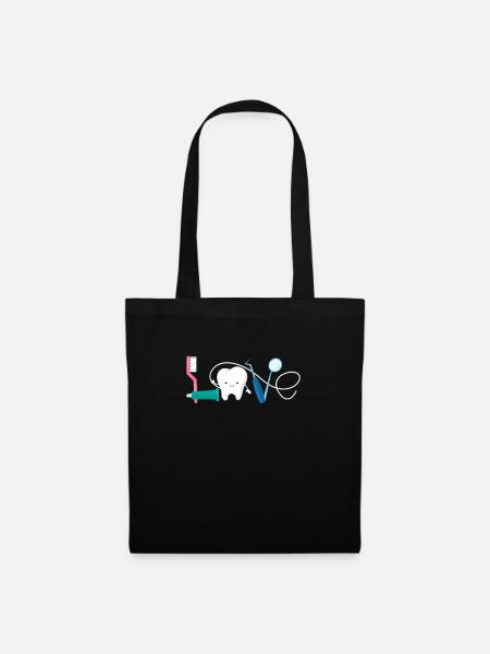 Zahnarzt Zahn Zahnärztin Dentist Zähne Geschenk - Stoffbeutel - Schwarz