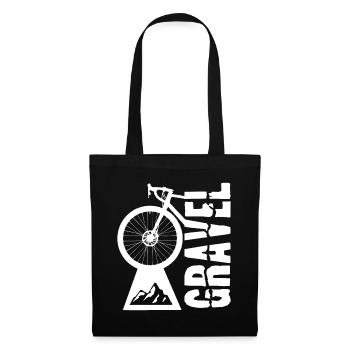 Gravel bike design with wheel and mountain motif - Tote Bag - black - Front