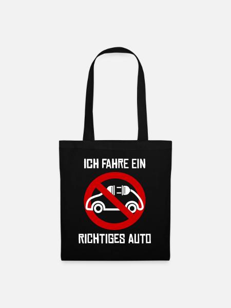 gegen E-Auto mit Strom Anti Elektroauto - Stoffbeutel - Schwarz