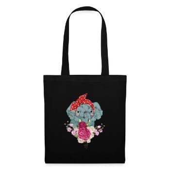 Éléphant - Sac en tissu - noir - Devant