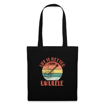 Ukulélé - Sac en tissu - noir - Devant