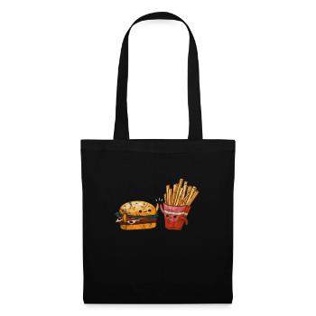 Burger Pommes - Stoffbeutel - Schwarz - Vorne