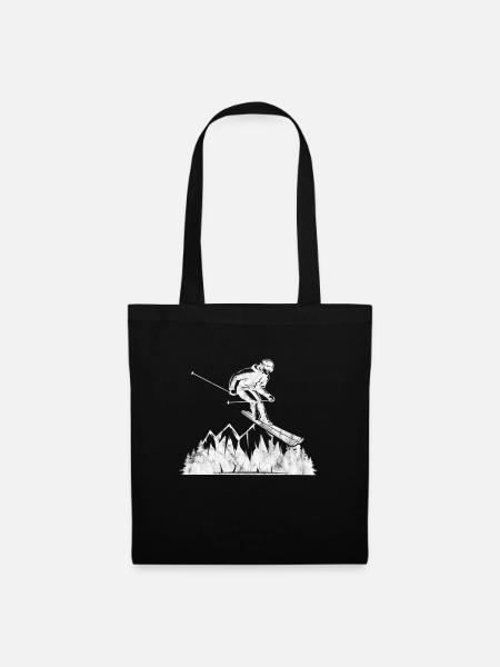 Ski Ski Neige Hiver Vacances au ski Cadeau - Sac en tissu - noir