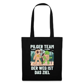 Lustiges Pilger Team Shirt Jakobsweg - Stoffbeutel - Schwarz - Vorne