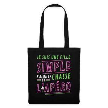 Je suis une fille simple chasse apéro - Sac en tissu - noir - Devant