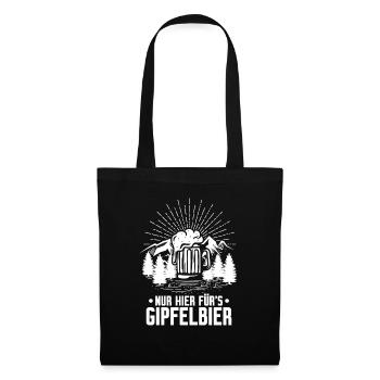 Bergsteiger Wanderer Gipfelbier Bier Wandern - Stoffbeutel - Schwarz - Vorne