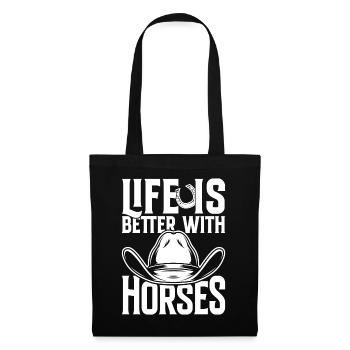 Life is better with Horses Pferd Sportpferd - Stoffbeutel - Schwarz - Vorne
