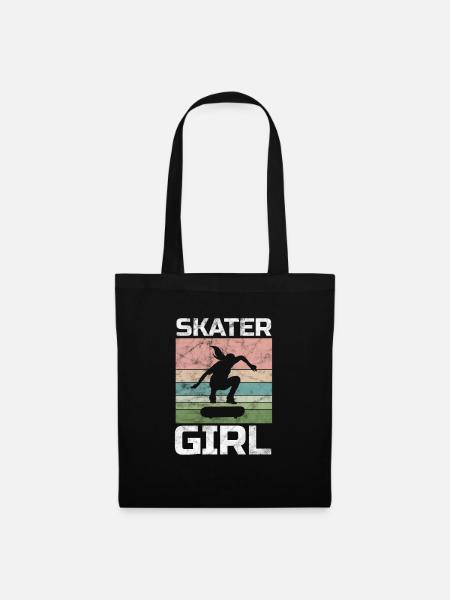 Skateboard Skater Girl Skate Skaten Geschenk - Stoffbeutel - Schwarz