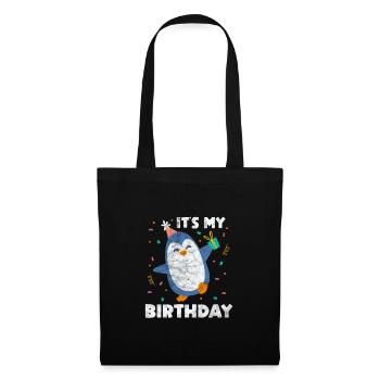 Anniversaire du pingouin - Sac en tissu - noir - Devant