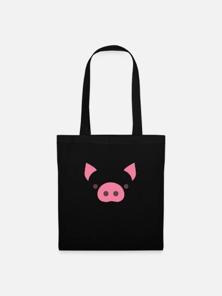 Schwein - Stoffbeutel - Schwarz