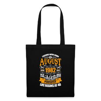 August 1982 40. Geburtstag 40 Jahre Geschenk - Stoffbeutel - Schwarz - Vorne