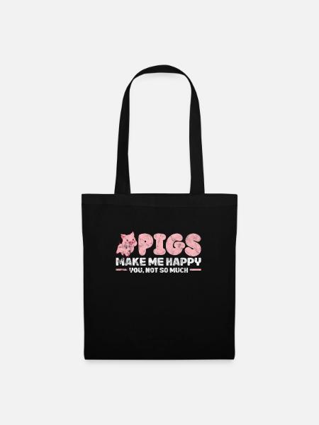 Schwein Schweinchen Ferkel Sau Schweine Geschenk - Stoffbeutel - Schwarz