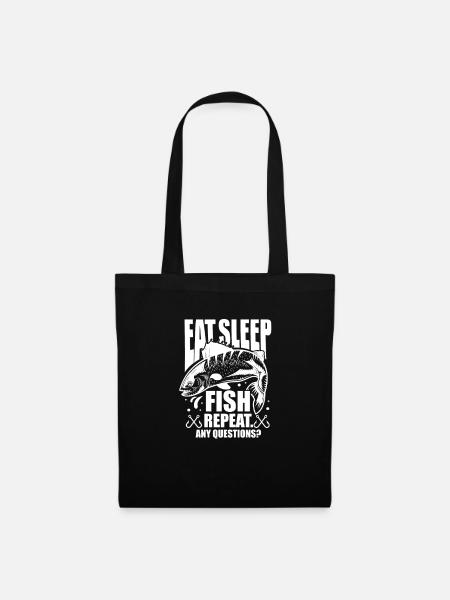 Angler Fischer Angeln Fischen Angelrute Geschenk - Stoffbeutel - Schwarz