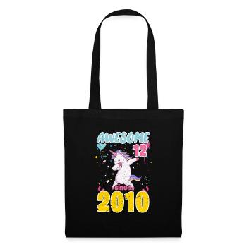 Licorne du 12e anniversaire - Sac en tissu - noir - Devant