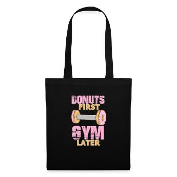 Donut Fitness Gym Workout Donuts Geschenk - Stoffbeutel - Schwarz - Vorne