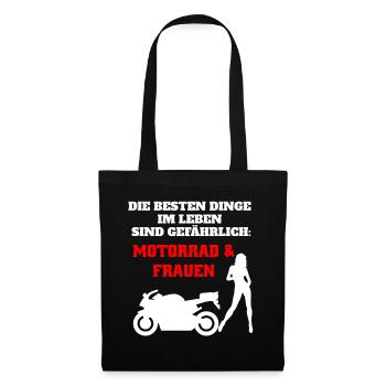 Motorrad Motiv für Biker mit Spruch - lustig - Stoffbeutel - Schwarz - Vorne