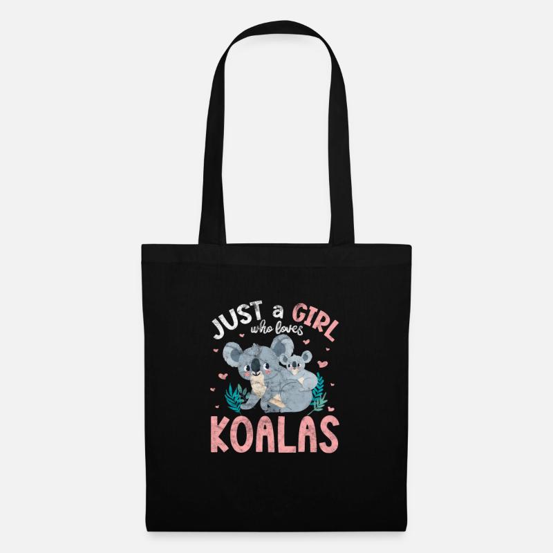 Koala Mädchen - Stoffbeutel - Schwarz