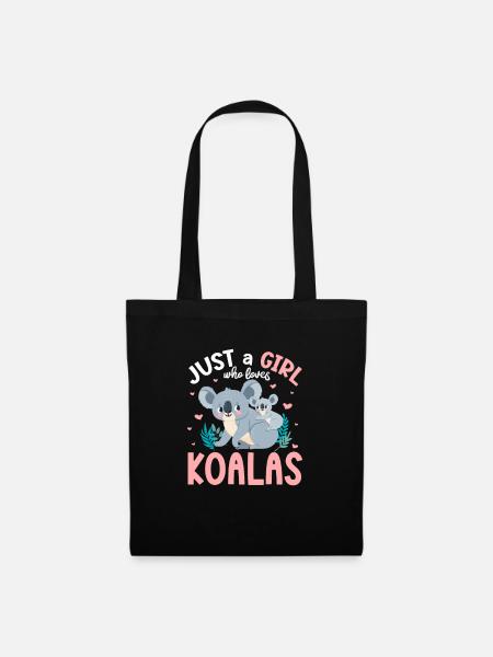 Koala Mädchen Koalabär Girl Australien Geschenk - Stoffbeutel - Schwarz