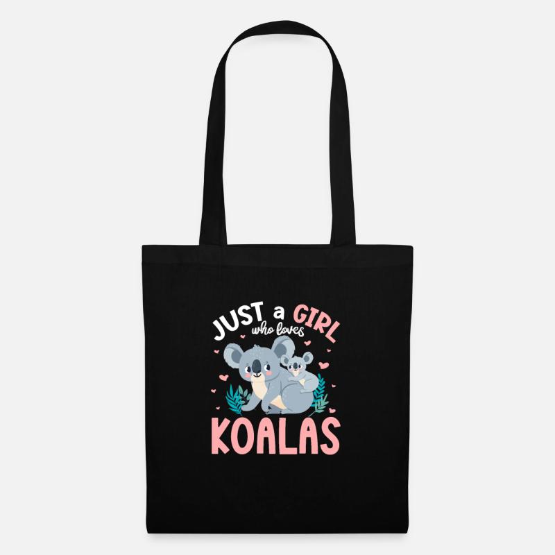 Koala Mädchen Koalabär Girl Australien Geschenk - Stoffbeutel - Schwarz