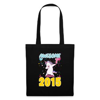 7. Geburtstag Einhorn 7 Jahre Geschenk - Stoffbeutel - Schwarz - Vorne
