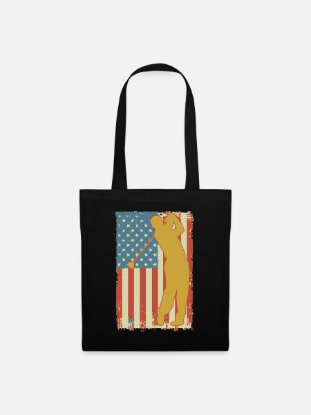 Golfing American Flag - Stoffbeutel - Schwarz
