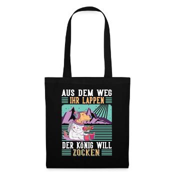 Aus Dem Weg Ihr Lappen der König Will Zocken Gamer - Stoffbeutel - Schwarz - Vorne
