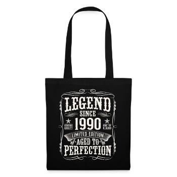 Legende 1990 Jahrgang Geburtstag Geschenk - Stoffbeutel - Schwarz - Vorne