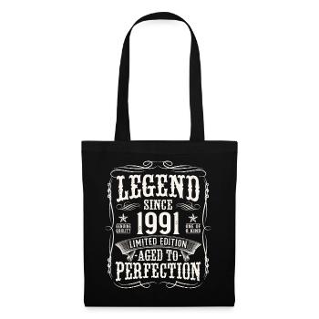 Legende 1991 Jahrgang Geburtstag Geschenk - Stoffbeutel - Schwarz - Vorne